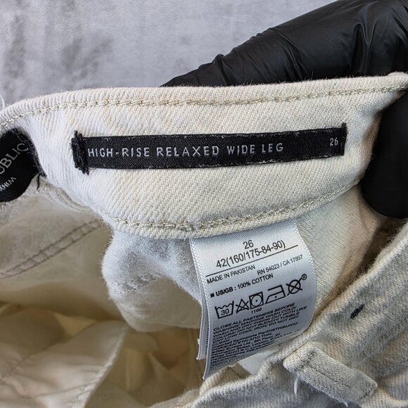 Banana Republic Jeans Womens 26 Ecru High-Rise Relaxed Wide Leg Premium Denim - Picture 10 of 13